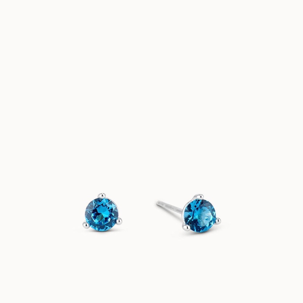 March Birthstone Aquamarine CZ Studs